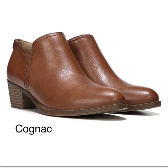Cognac Distressed Leather Short Ankle Bootie - Picture 2 of 8